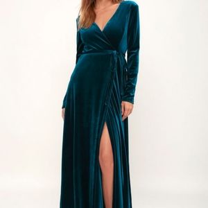 Lulu maxi velvet wrap dress